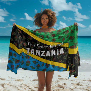 Tanzania Spice Island Sarong with Clove Leaf Pattern and National Flag Colors