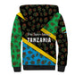 Tanzania Spice Island Sherpa Hoodie with Clove Leaf Pattern and National Flag Colors
