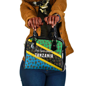 Tanzania Spice Island Shoulder Handbag with Clove Leaf Pattern and National Flag Colors