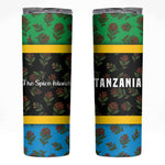 Tanzania Spice Island Skinny Tumbler with Clove Leaf Pattern and National Flag Colors