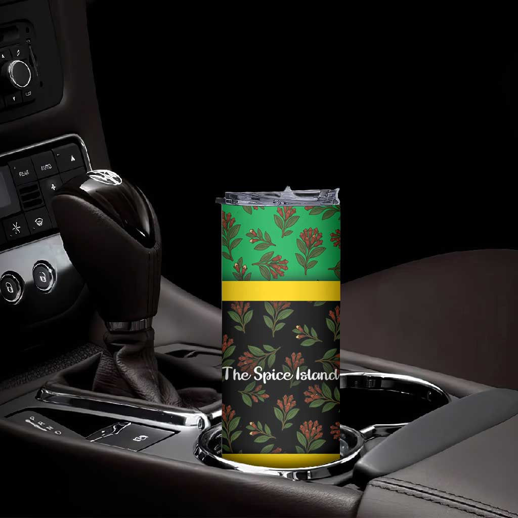 Tanzania Spice Island Skinny Tumbler with Clove Leaf Pattern and National Flag Colors