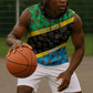 Tanzania Spice Island Sleeveless Hoodie with Clove Leaf Pattern and National Flag Colors - African Pride