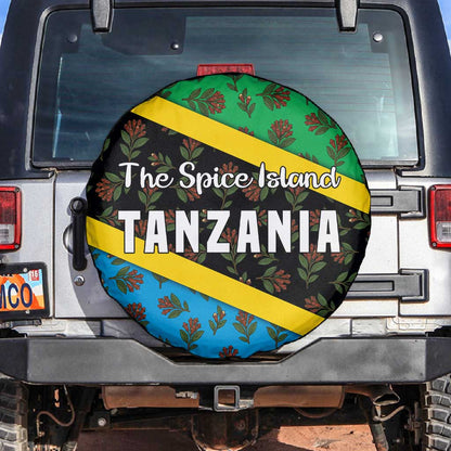 Tanzania Spice Island Spare Tire Cover with Clove Leaf Pattern and National Flag Colors