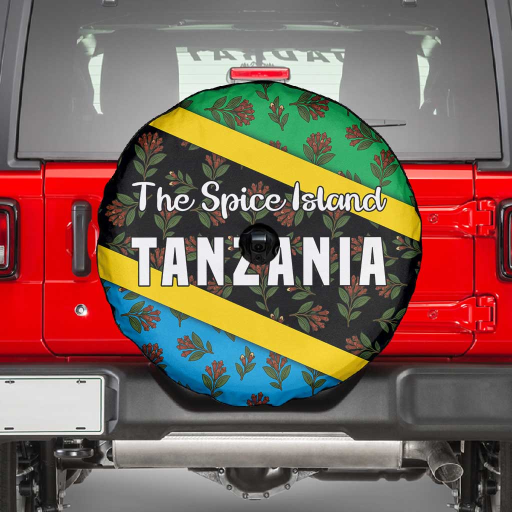 Tanzania Spice Island Spare Tire Cover with Clove Leaf Pattern and National Flag Colors