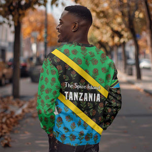 Tanzania Spice Island Sweatshirt with Clove Leaf Pattern and National Flag Colors
