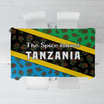 Tanzania Spice Island Tablecloth with Clove Leaf Pattern and National Flag Colors