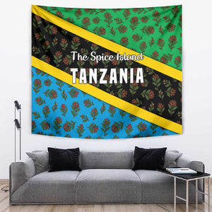Tanzania Spice Island Tapestry with Clove Leaf Pattern and National Flag Colors