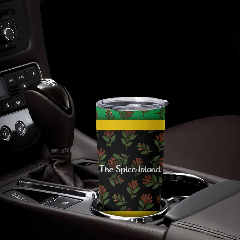 Tanzania Spice Island Tumbler Cup with Clove Leaf Pattern and National Flag Colors