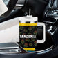 Tanzania Spice Island Tumbler With Handle with Clove Leaf Pattern and National Flag Colors