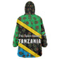 Tanzania Spice Island Wearable Blanket Hoodie with Clove Leaf Pattern and National Flag Colors