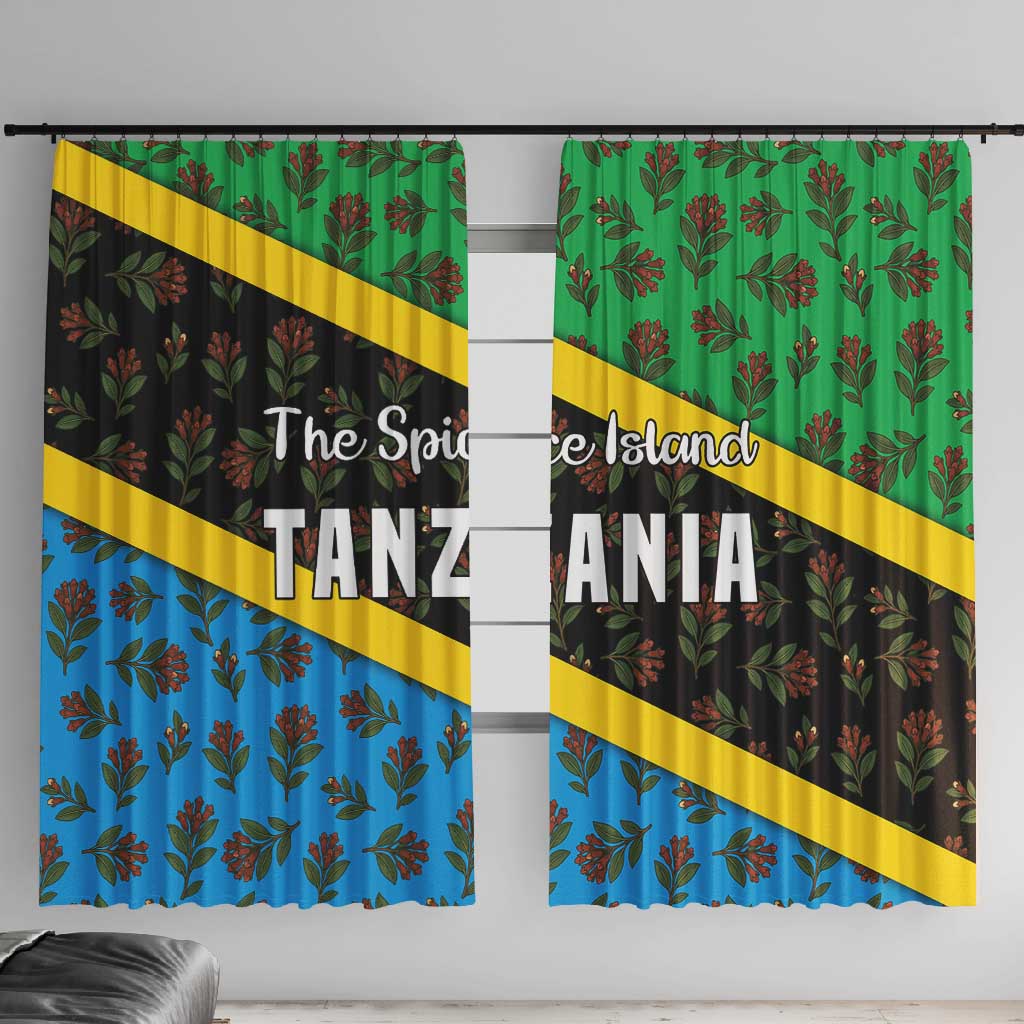 Tanzania Spice Island Window Curtain with Clove Leaf Pattern and National Flag Colors