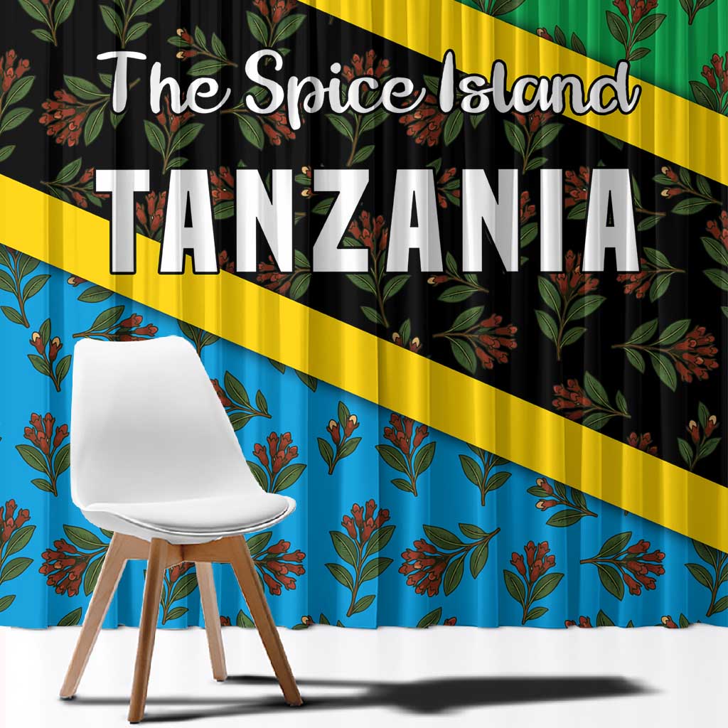 Tanzania Spice Island Window Curtain with Clove Leaf Pattern and National Flag Colors