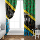 Tanzania Spice Island Window Curtain with Clove Leaf Pattern and National Flag Colors