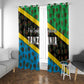 Tanzania Spice Island Window Curtain with Clove Leaf Pattern and National Flag Colors