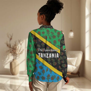 Tanzania Spice Island Women Casual Shirt with Clove Leaf Pattern and National Flag Colors