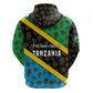 Tanzania Spice Island Zip Hoodie with Clove Leaf Pattern and National Flag Colors