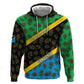 Tanzania Spice Island Zip Hoodie with Clove Leaf Pattern and National Flag Colors