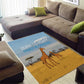 Tanzania Safari Giraffe Area Rug - Tribal Patterns and Mount Kilimanjaro Scene