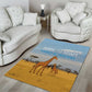 Tanzania Safari Giraffe Area Rug - Tribal Patterns and Mount Kilimanjaro Scene