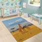Tanzania Safari Giraffe Area Rug - Tribal Patterns and Mount Kilimanjaro Scene