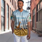 Tanzania Safari Giraffe Baseball Jersey - Tribal Patterns and Mount Kilimanjaro Scene