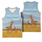 Tanzania Safari Giraffe Basketball Jersey - Tribal Patterns and Mount Kilimanjaro Scene - African Pride