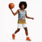 Tanzania Safari Giraffe Basketball Jersey - Tribal Patterns and Mount Kilimanjaro Scene - African Pride