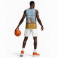 Tanzania Safari Giraffe Basketball Jersey - Tribal Patterns and Mount Kilimanjaro Scene - African Pride