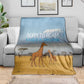 Tanzania Safari Giraffe Blanket - Tribal Patterns and Mount Kilimanjaro Scene