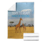 Tanzania Safari Giraffe Blanket - Tribal Patterns and Mount Kilimanjaro Scene