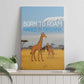 Tanzania Safari Giraffe Canvas Wall Art - Tribal Patterns and Mount Kilimanjaro Scene
