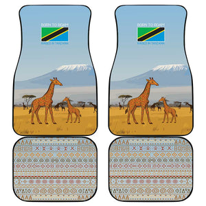 Tanzania Safari Giraffe Car Mats - Tribal Patterns and Mount Kilimanjaro Scene