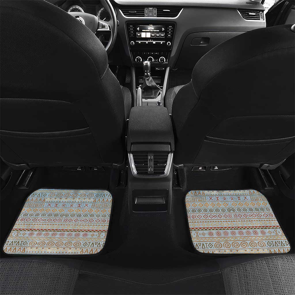 Tanzania Safari Giraffe Car Mats - Tribal Patterns and Mount Kilimanjaro Scene