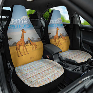Tanzania Safari Giraffe Car Seat Cover - Tribal Patterns and Mount Kilimanjaro Scene