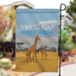 Tanzania Safari Giraffe Garden Flag - Tribal Patterns and Mount Kilimanjaro Scene