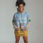 Tanzania Safari Giraffe Hoodie Dress - Tribal Patterns and Mount Kilimanjaro Scene