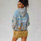 Tanzania Safari Giraffe Hoodie Dress - Tribal Patterns and Mount Kilimanjaro Scene