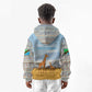 Tanzania Safari Giraffe Kid Hoodie - Tribal Patterns and Mount Kilimanjaro Scene