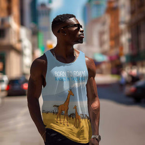 Tanzania Safari Giraffe Men Tank Top - Tribal Patterns and Mount Kilimanjaro Scene