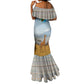 Tanzania Safari Giraffe Mermaid Dress - Tribal Patterns and Mount Kilimanjaro Scene