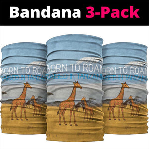 Tanzania Safari Giraffe Neck Gaiter - Tribal Patterns and Mount Kilimanjaro Scene TS04
