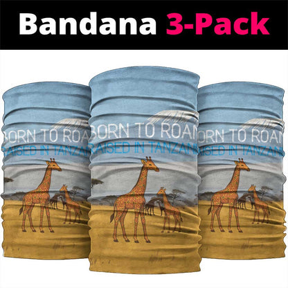 Tanzania Safari Giraffe Neck Gaiter - Tribal Patterns and Mount Kilimanjaro Scene TS04