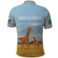 Tanzania Safari Giraffe Polo Shirt - Tribal Patterns and Mount Kilimanjaro Scene