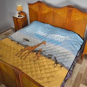 Tanzania Safari Giraffe Quilt - Tribal Patterns and Mount Kilimanjaro Scene
