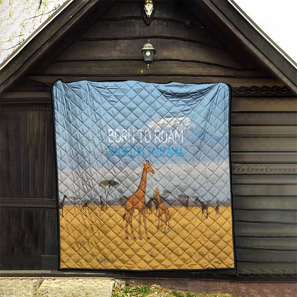 Tanzania Safari Giraffe Quilt - Tribal Patterns and Mount Kilimanjaro Scene