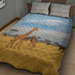 Tanzania Safari Giraffe Quilt Bed Set - Tribal Patterns and Mount Kilimanjaro Scene