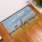 Tanzania Safari Giraffe Rubber Doormat - Tribal Patterns and Mount Kilimanjaro Scene