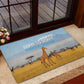 Tanzania Safari Giraffe Rubber Doormat - Tribal Patterns and Mount Kilimanjaro Scene