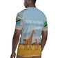Tanzania Safari Giraffe Rugby Jersey - Tribal Patterns and Mount Kilimanjaro Scene