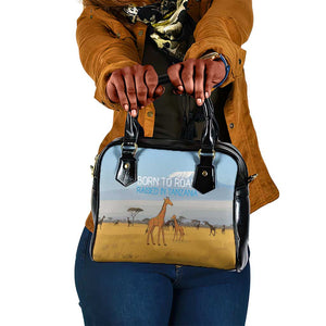 Tanzania Safari Giraffe Shoulder Handbag - Tribal Patterns and Mount Kilimanjaro Scene